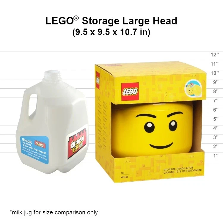 Contenedor de almacenamiento grande de ladrillo de plástico blanco con cabeza de esqueleto LEGO de 11" de alto apilable Foto 4 de 4