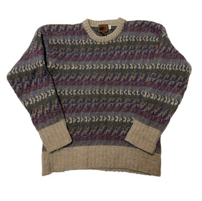 Vintage Boston Traders Wool Sweater Womens Medium Colorful Geometric Pullover