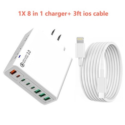4 USB+4PD 8 in 1 Waterproof Ports USB Fast Charger, Multi-Port Charging Station