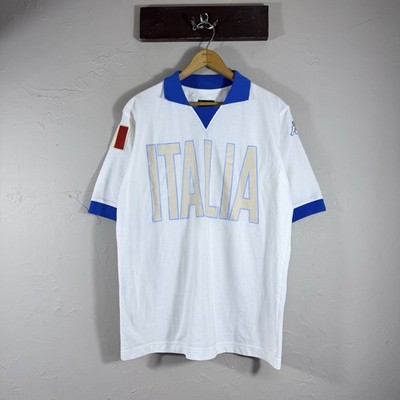 Kappa Italia Soccer Style Jersey Mens L Big Spellout Flag Patch Embroidered Logo