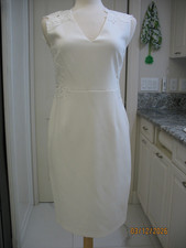 NWOT ELIE TAHARI WHITE EMBROIDERED LACE FRONT, SIDES & BACK SHEATH DRESS -S/4
