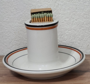 MATCH HOLDER  w/BLACK AND ORANGE TRIM   SYRACRUSE CHINA