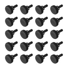 M3x5mm Black Steel Flat Head Shoulder Knurled Thumb Screws 20Pcs