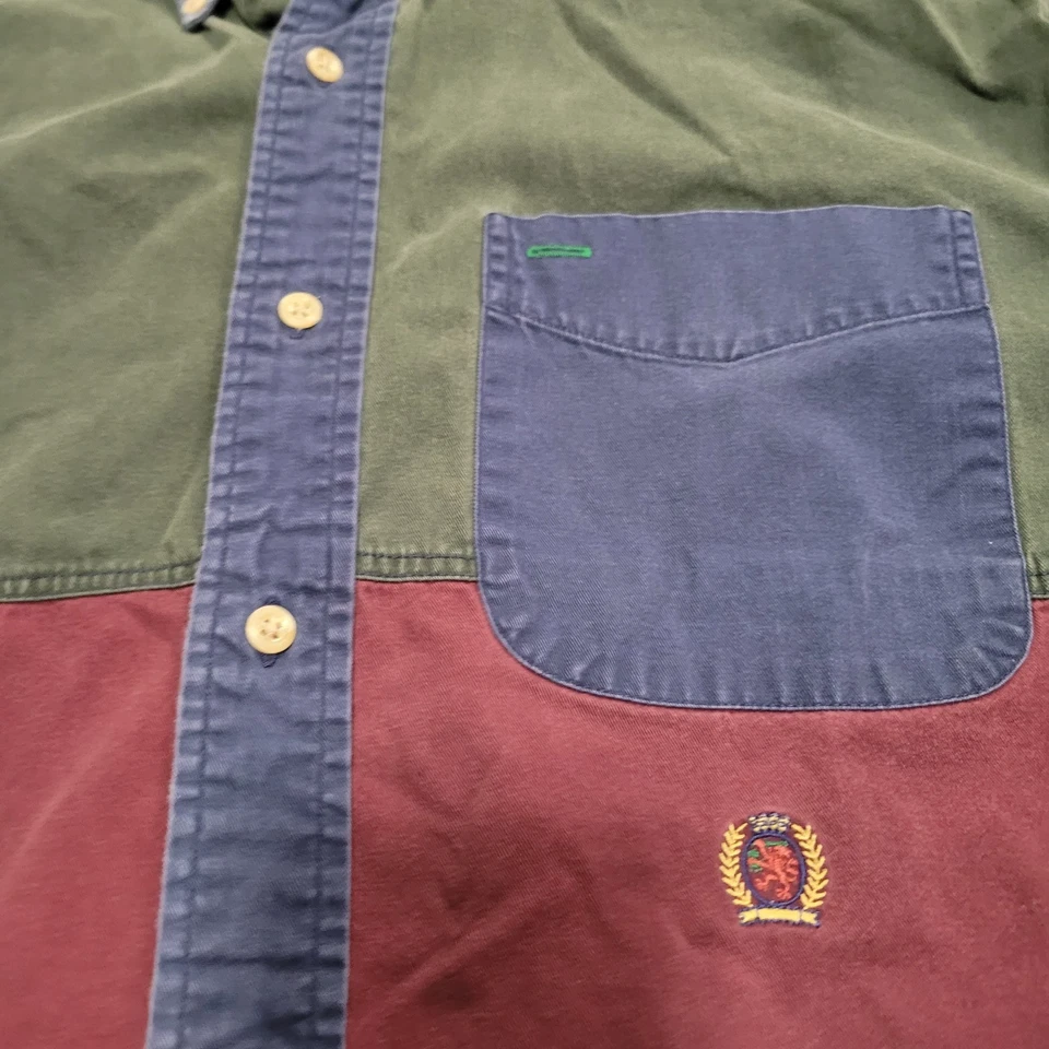 Camisa Tommy Hilfiger De Colección Para Hombre Pequeña Bloque de Color Abotonada Años 90 Foto 2 de 4