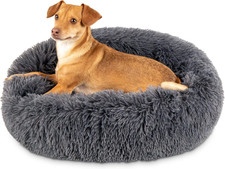 23In Dog Bed Self-Warming Plush Shag Fur Donut Calming Pet Bed Cuddler W/Water-R