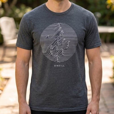 ONeill Mens Heather Charcoal Wave Graphic Premium Tee Short Sleeve Shirt