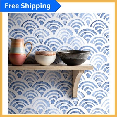 Blue Wave Coastal Peel and Stick Wallpaper - Effortless Home Transformation