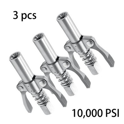3x Grease Gun Coupler Quick Release Lock Oil Injection Nozzle 1/8  NPT 10000PSI