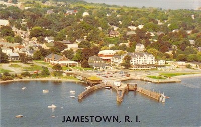 1972 RI Jamestown Aerial View ferry landing vintage mint UNP Postcard N9
