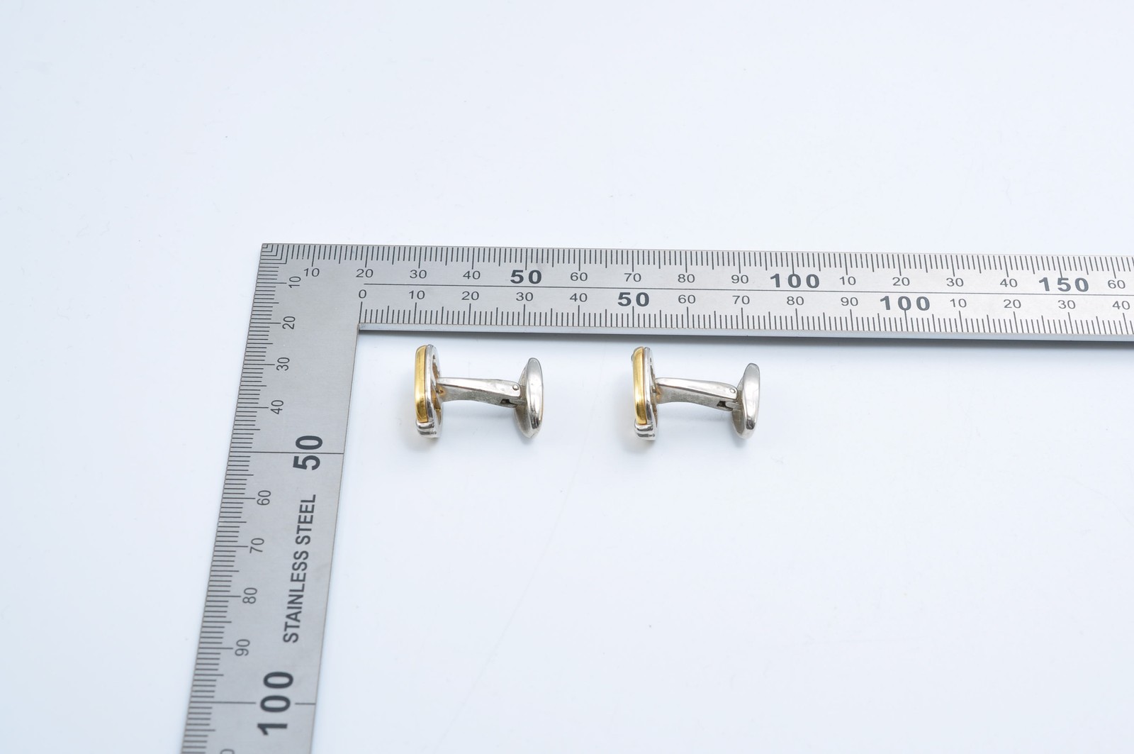 GUCCI Interlocking Cufflinks Gold Silver Logo Men… - image 8