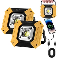 2 Pack 400 Lumens LED Work Light 3600mAh Battery Rechargeable Portable Waterp...