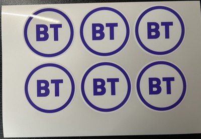 BT Logo 6 Aufkleber Vinyl Papier bedruckt und geschnitten 5,5 cm x jedes einzelne Stück