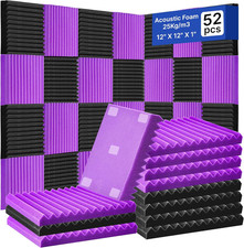 52 Pack Acoustic Foam Panels 1" x 12" x 12"Acoustic Wedge Studio Foam Sound A...