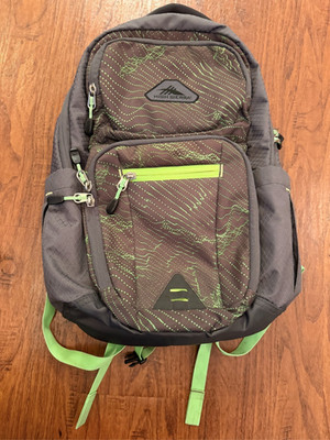 High Sierra 45L backpack Laptop Tablet Pocket Lime Green Dark Gray Clean Inside