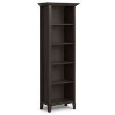 Amherst 70 In. Tall Hickory Brown Solid Wood 5-Shelf Transitional Bookcase with