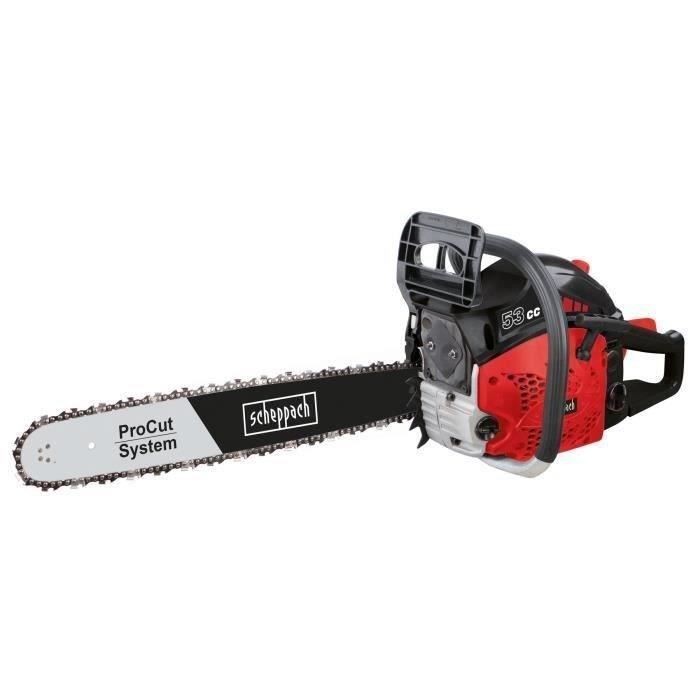 Tronçonneuse thermique 51 cm SCHEPPACH CSP5300 moteur essence 53 CC pour jardinier