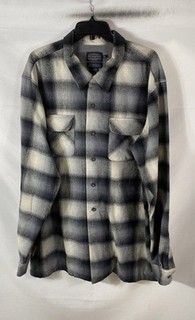 Pendleton Men's The Original Board Shirt Gray Black Ombre Plaid Wool Sz Tall XXL