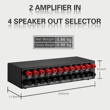 1-LYNEPAUAIO 2 In 4 Out Speaker Selector Switch Box 4 Zone Amplifier And FBGP