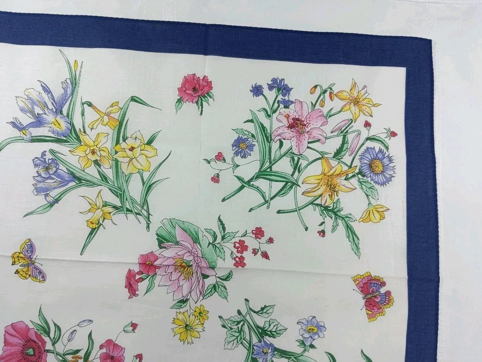 Gucci Algodón Bufanda Bufandas Diadema Etiquetas Vintage Arador Azul Patrón 16"x16" Foto 3 de 4