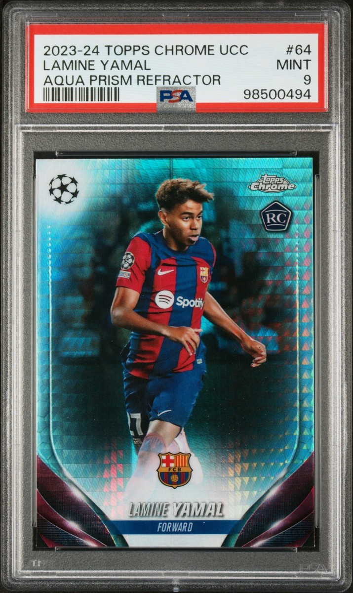 2023-24 TOPPS CHROME UCC AQUA PRISM REFRACTOR #64 LAMINE YAMAL RC