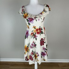Old Navy S Cami Dress Midi Floral Ruffle Neck Tropical Vacation Resort A-line