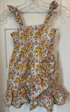 Janie And Jack Floral Sundress With Ruffle Skirt And Straps, Girls Size 6 Easter
