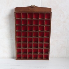 Vintage Wooden Rectangle Display Case Rack Holder Wall Shelf Thimble Holds 48 #7