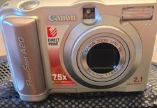 Canon PowerShot A20 2.1 MP 7.5 Optical Zoom Digital Camera w/Bag & Printer