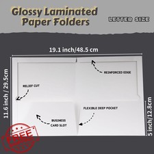 Glossy Laminated Folders 50 Pack White 2 Pockets Business Card Slot Letter