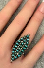 Old 40's Vintage ZUNI Petit point Snake eye Turquoise sterling Silver RING 6.5