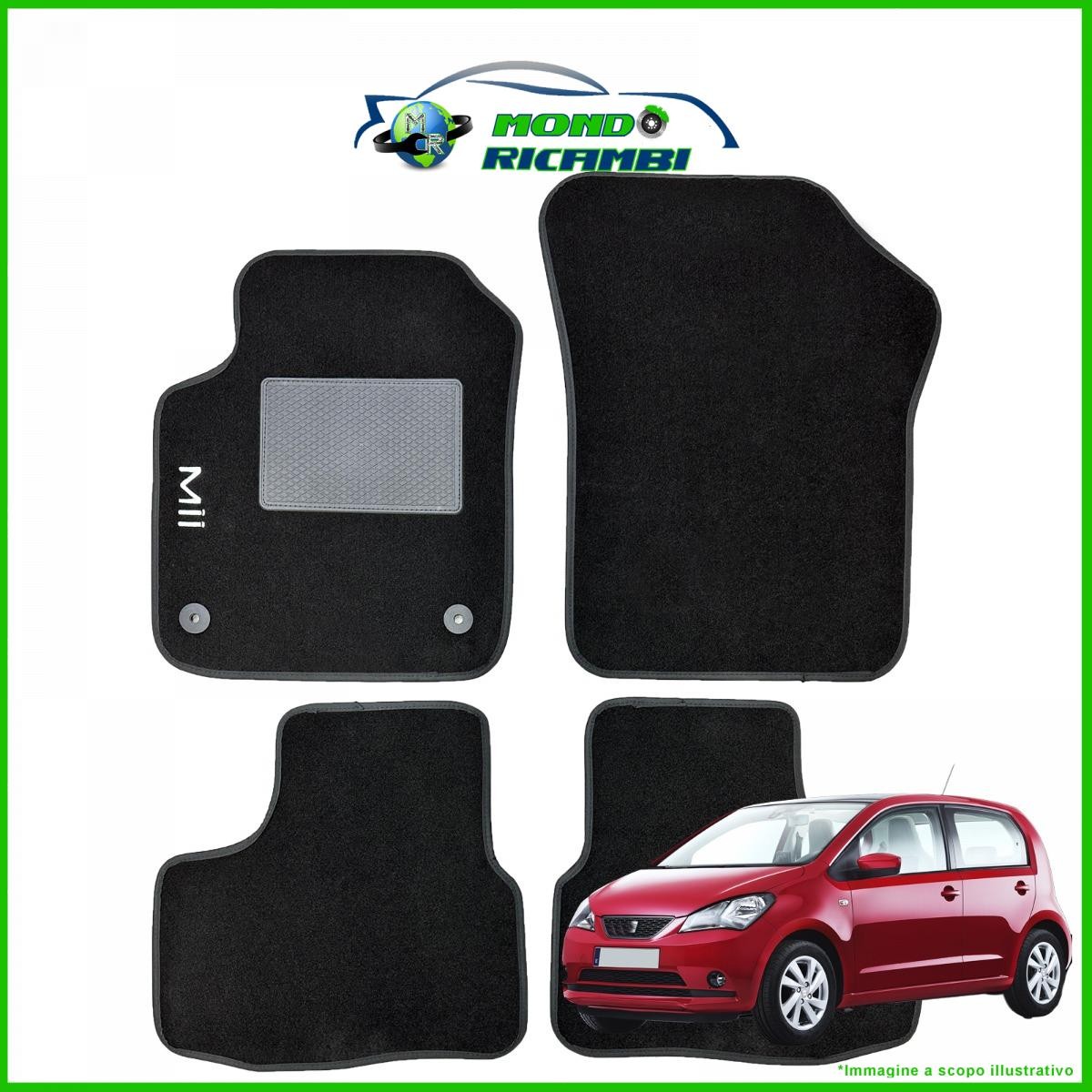 OFFERTA: Tappetini Seat Mii dal 2011 - 4 Pezzi Moquette Nera