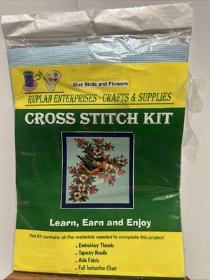 Blue Birds & Flowers Cross Stitch Learn Earn & Enjoy Cross Stitch
