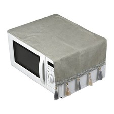 Funda para microondas con bolsillo de 14x39 pulgadas - Funda gris de frigorífico con flecos para