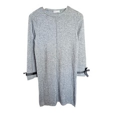 RED VALENTINO Gray Knit Sweater Dress Preppy Cashmere Wool Bow & Pleated Size S