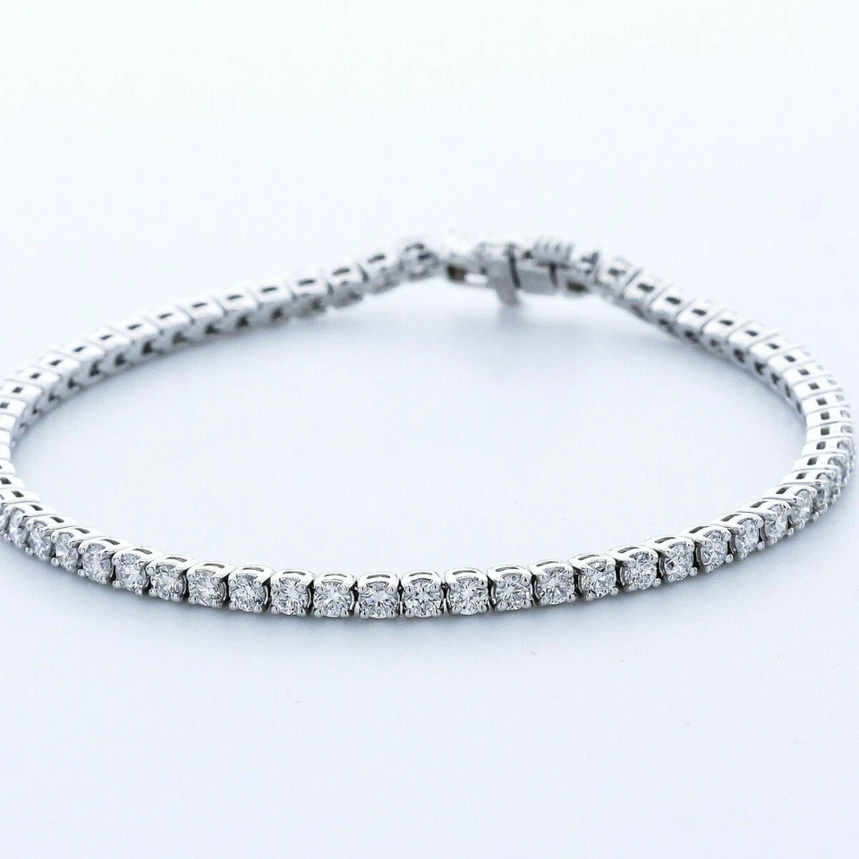 Brazalete tenis canasta oro 14k diamantes extraídos tierra redonda 3ct G SI1 Foto 3 de 4