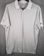 Nike Golf Polo Shirt Mens XL Dri Fit Short Sleeve White Gray Stripe Lightweight