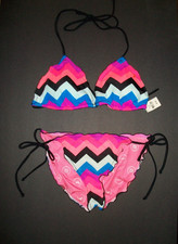 NWT Victoria Secret PINK Zigzag String Swimsuit Bikini M