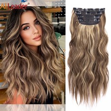 4Pcs/Set 20Inch Synthetic Hair Clip In Long Wavy Thick Hairpieces For Women Full