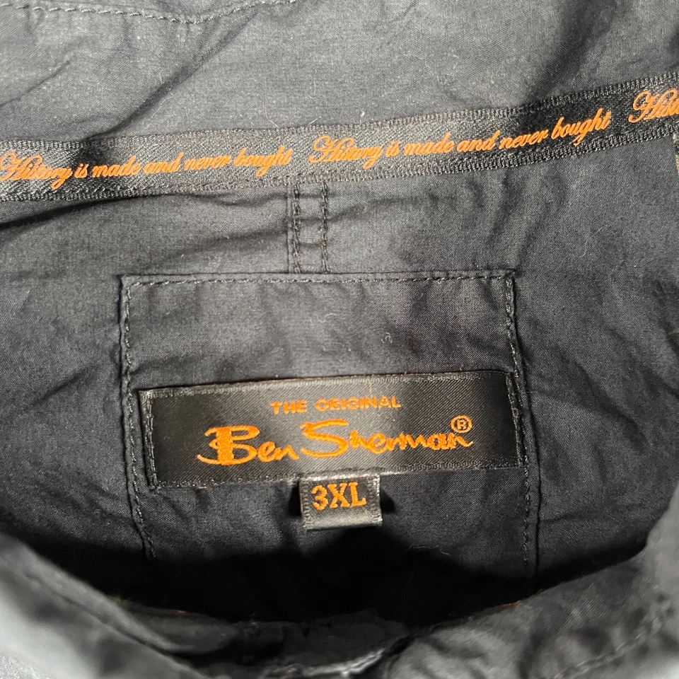 Camisa Ben Sherman Juvenil 3XL Negra Bolsillos Informal Abotonada Manga Corta Para Hombres Foto 4 de 4