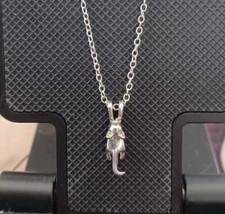      Hanging Cat Necklace with Chain  Sterling Silver