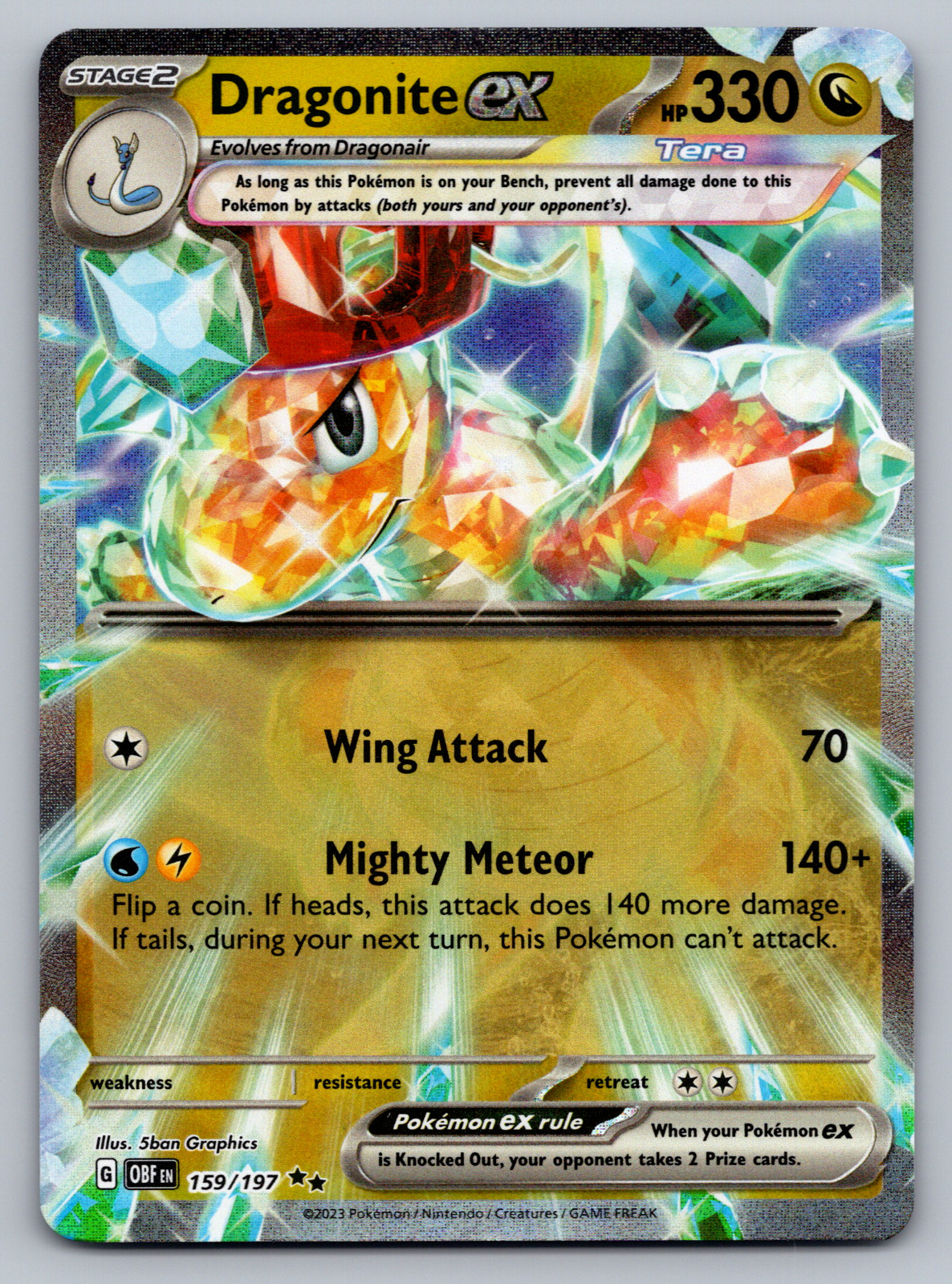Dragonite ex Pokemon Obsidian Flames 159/197 Double Rare NM