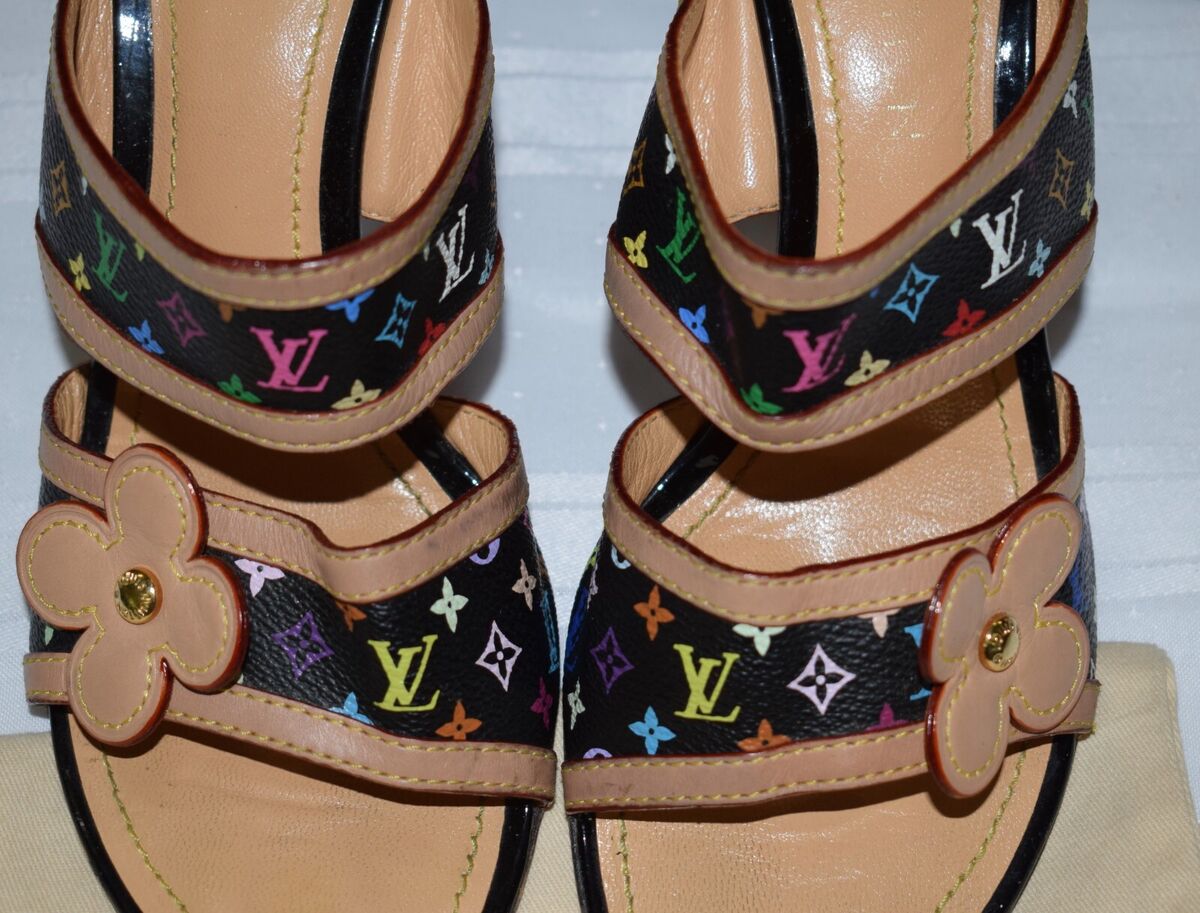 Louis Vuitton White Monogram Multicolor Ankle Strap Heels