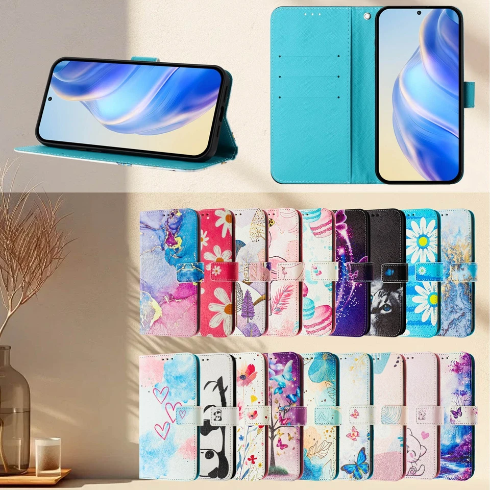 For Google Pixel 7 6 Pro 7a 6a Patterned Skin Flip Wallet Card Phone Case Cover - Image 2 of 4