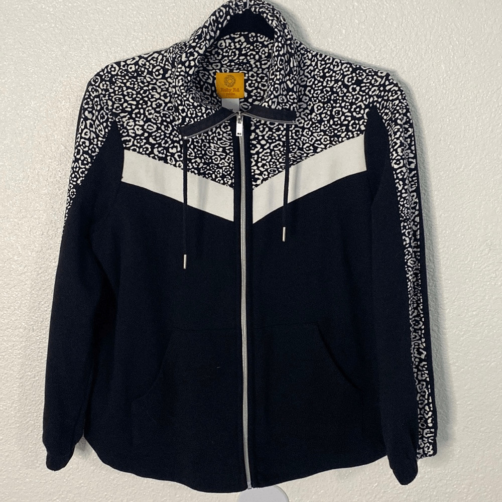 Ruby Road- Black leopard print jersey jacket- Siz… - image 1