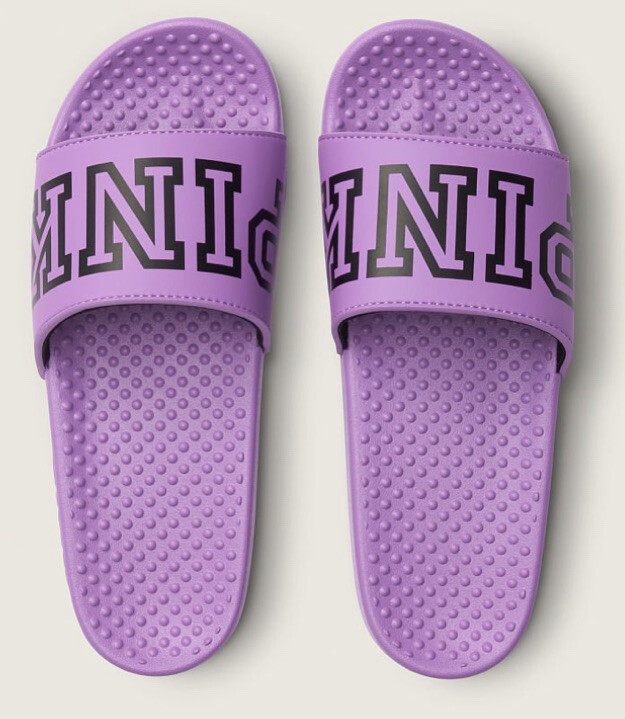 VS PINK SLIDES Purple Orchid Violet LARGE (9/10) Slippers Beach Flip Flops  NEW