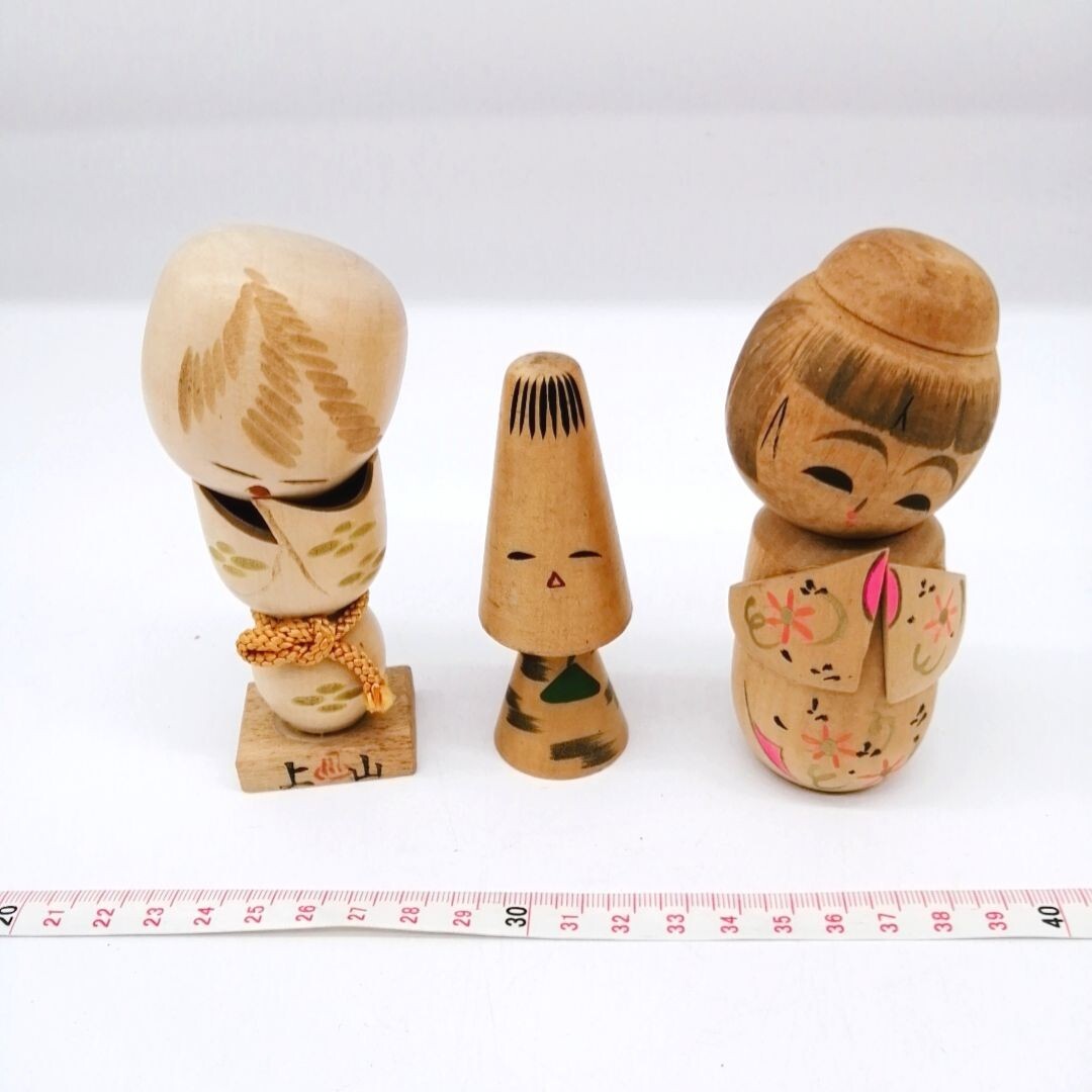 Vintage Japanese Small Creative KOKESHI Doll Set of 3 – Hand