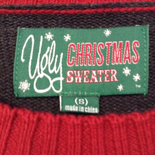 Men's Size Small Ugly Christmas Sweater Santa with Beer Heather Black - Picture 6 of 7