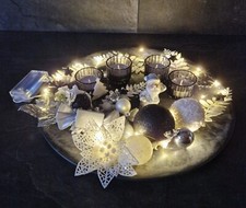 LED Künstlich Adventskranz Weihnachtsgesteck Weihnachten Kerze Kranz Schwarz