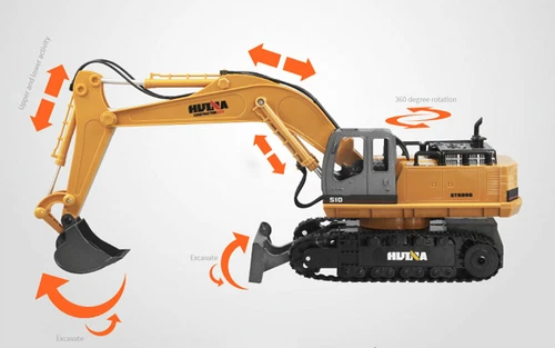 HUINA 1/16 11CH RC Alloy Excavator Construction Engineering Digger Vehicle Toy - Picture 5 of 10