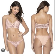 NWT PilyQ PQ Pink Sands Fanned Teeny Crochet Lace Bikini Bottom Swimwear M